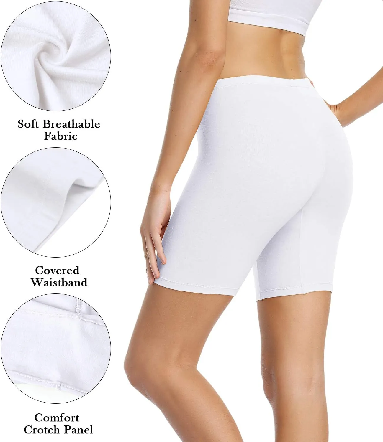wirarpa Women's Anti Chafing Cotton Underwear Boy Shorts Long Leg Boyshorts Panties 3 Pack