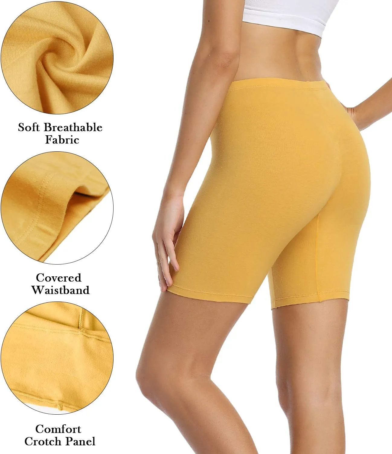 wirarpa Women's Anti Chafing Cotton Underwear Boy Shorts Long Leg Boyshorts Panties 3 Pack