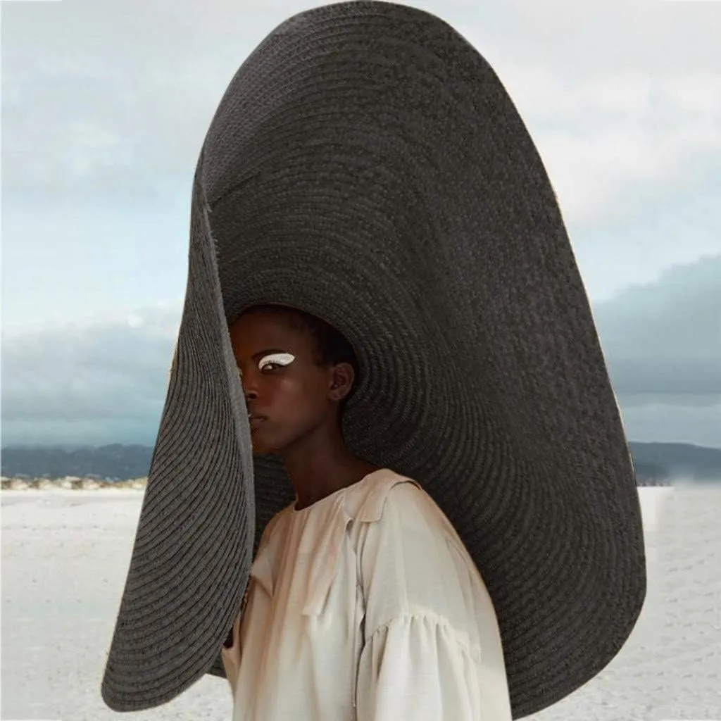 Women Colorful Big Brim Straw Bow Hat Sun Floppy Wide Brim Hats Beach Cap