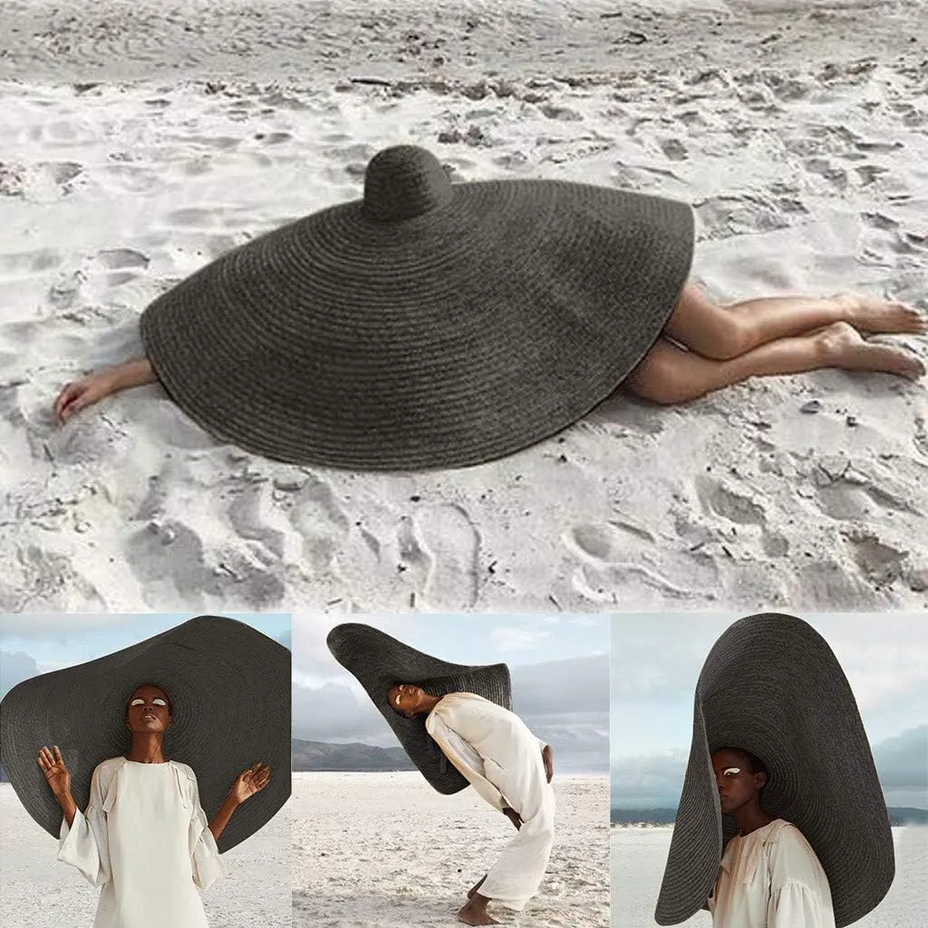 Women Colorful Big Brim Straw Bow Hat Sun Floppy Wide Brim Hats Beach Cap