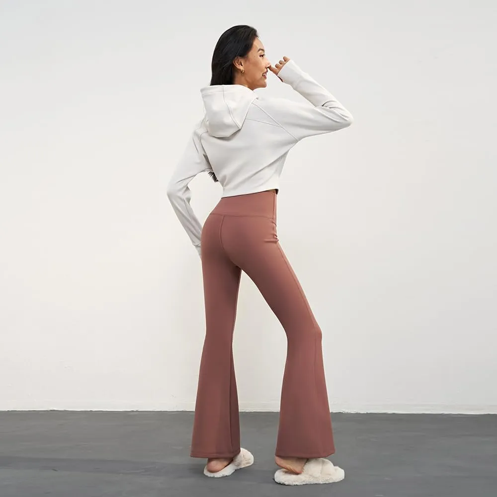 Women Fleece Lined Flare Leggings Winter Thermal Warm Yoga Pants Workout Tummy Control Wide Leg Pants SLP5T492T
