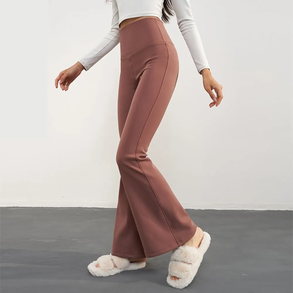 Women Fleece Lined Flare Leggings Winter Thermal Warm Yoga Pants Workout Tummy Control Wide Leg Pants SLP5T492T