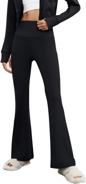Women Fleece Lined Flare Leggings Winter Thermal Warm Yoga Pants Workout Tummy Control Wide Leg Pants SLP5T492T