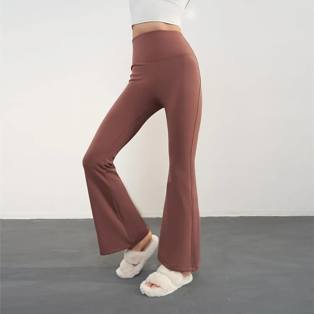Women Fleece Lined Flare Leggings Winter Thermal Warm Yoga Pants Workout Tummy Control Wide Leg Pants SLP5T492T