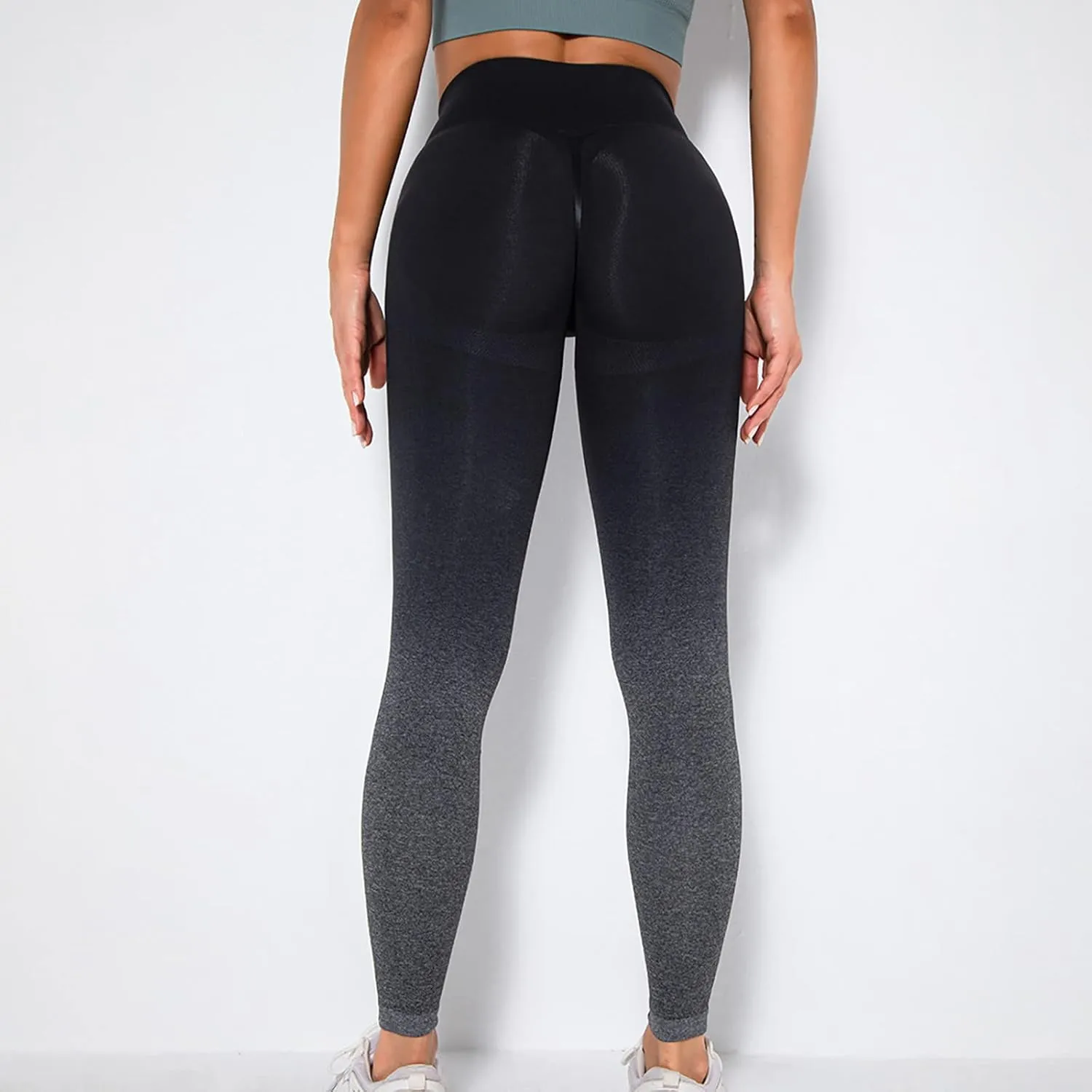 Women High Waist Leggings Gradient Fall Winter Workout Tights Shapewear Compression Yoga Pants Tummy Control Trousers