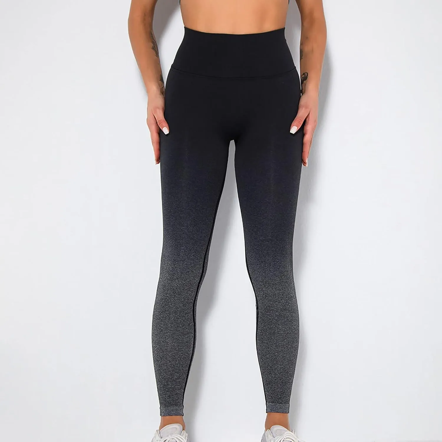 Women High Waist Leggings Gradient Fall Winter Workout Tights Shapewear Compression Yoga Pants Tummy Control Trousers