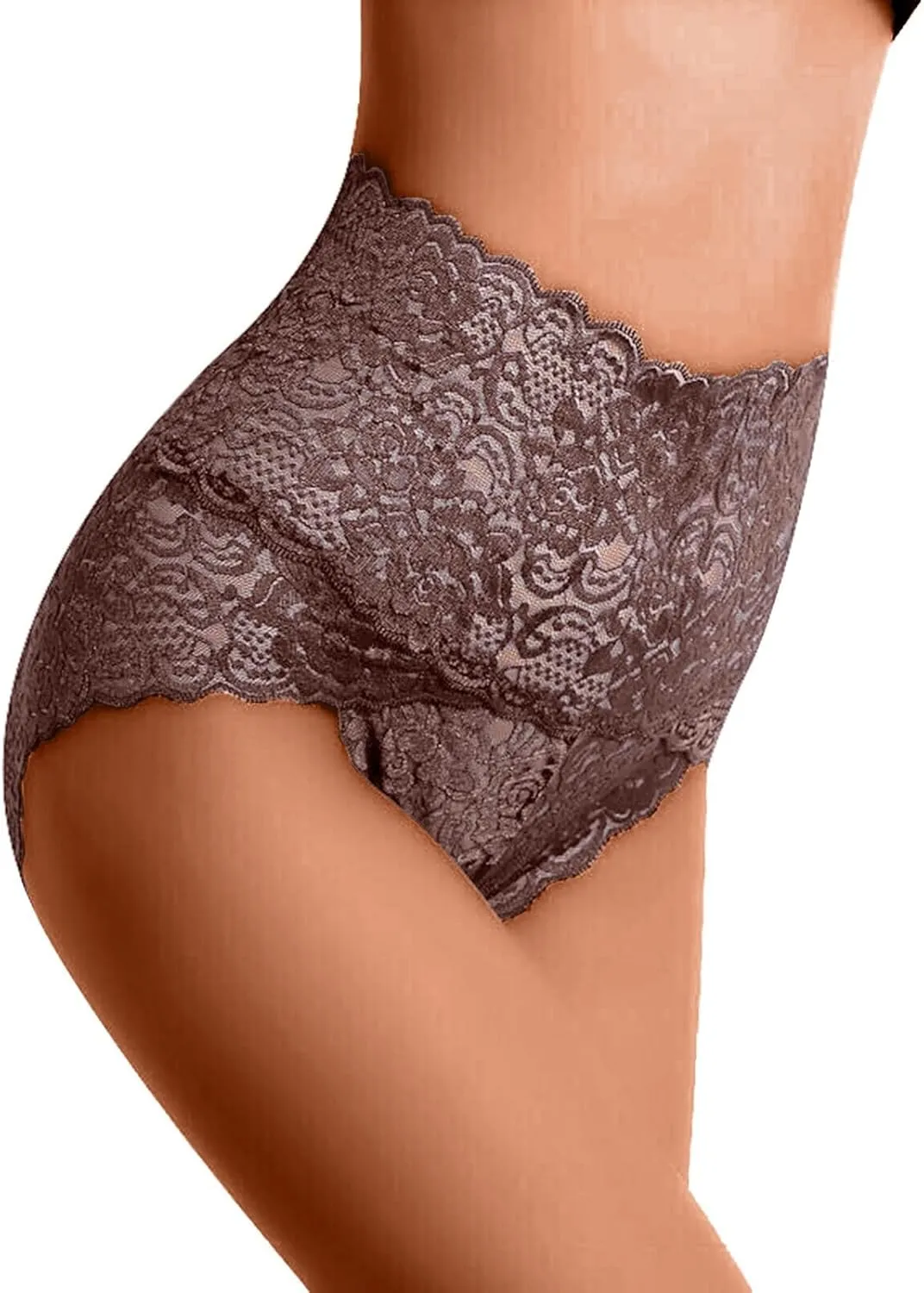Women High-Waisted G String Thongs Underwears Lightweight Soft Lace Trim T-Back Panties