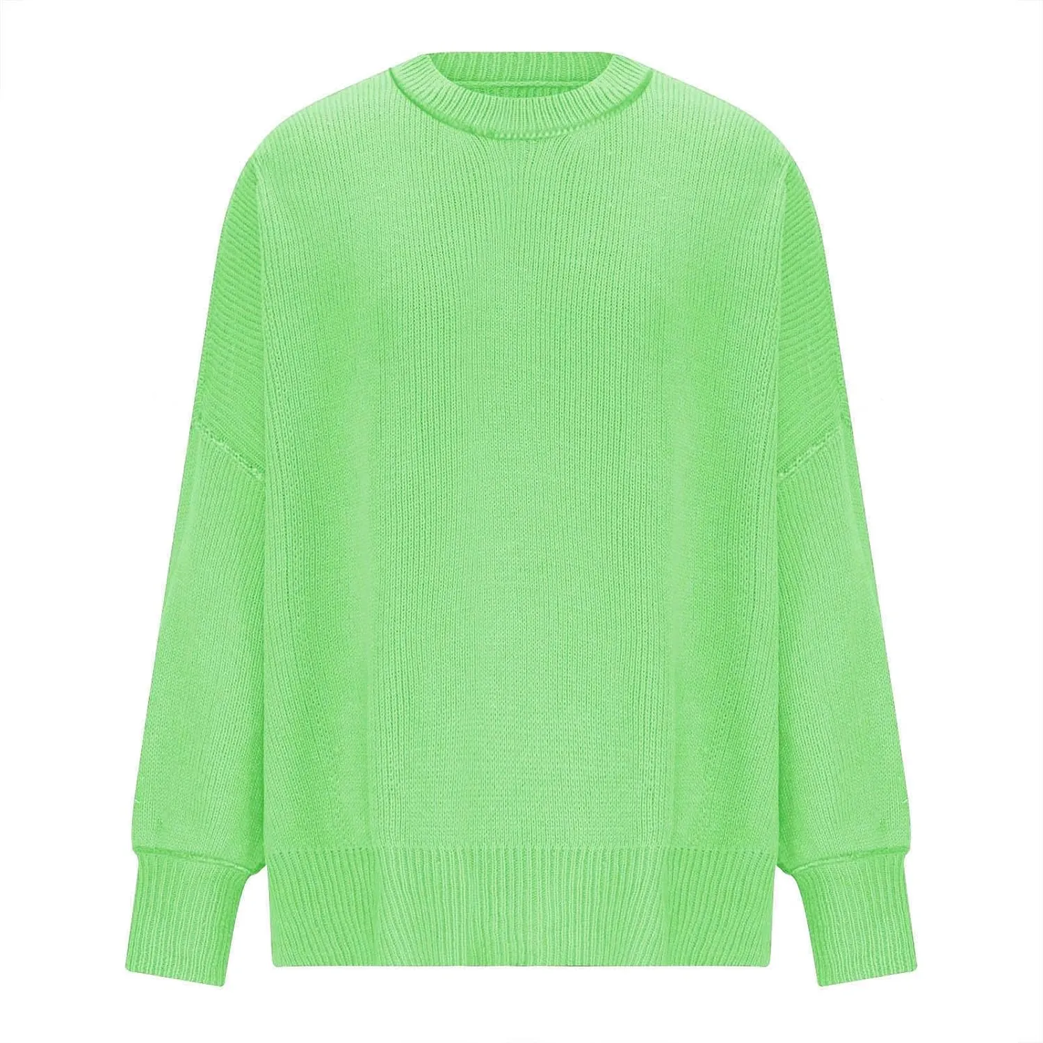 Womens 2023 Oversized Sweaters Batwing Long Sleeve Pullover Sweaters Side Slit Ribbed Knit Sweaters Jumper Tops