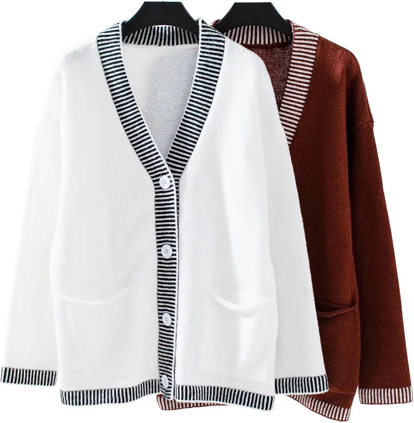 Women's Cardigan Knit Sweaters V Neck Button Long Sleeve Chunky Knit Top 2024 Fashion Coat with Pockets