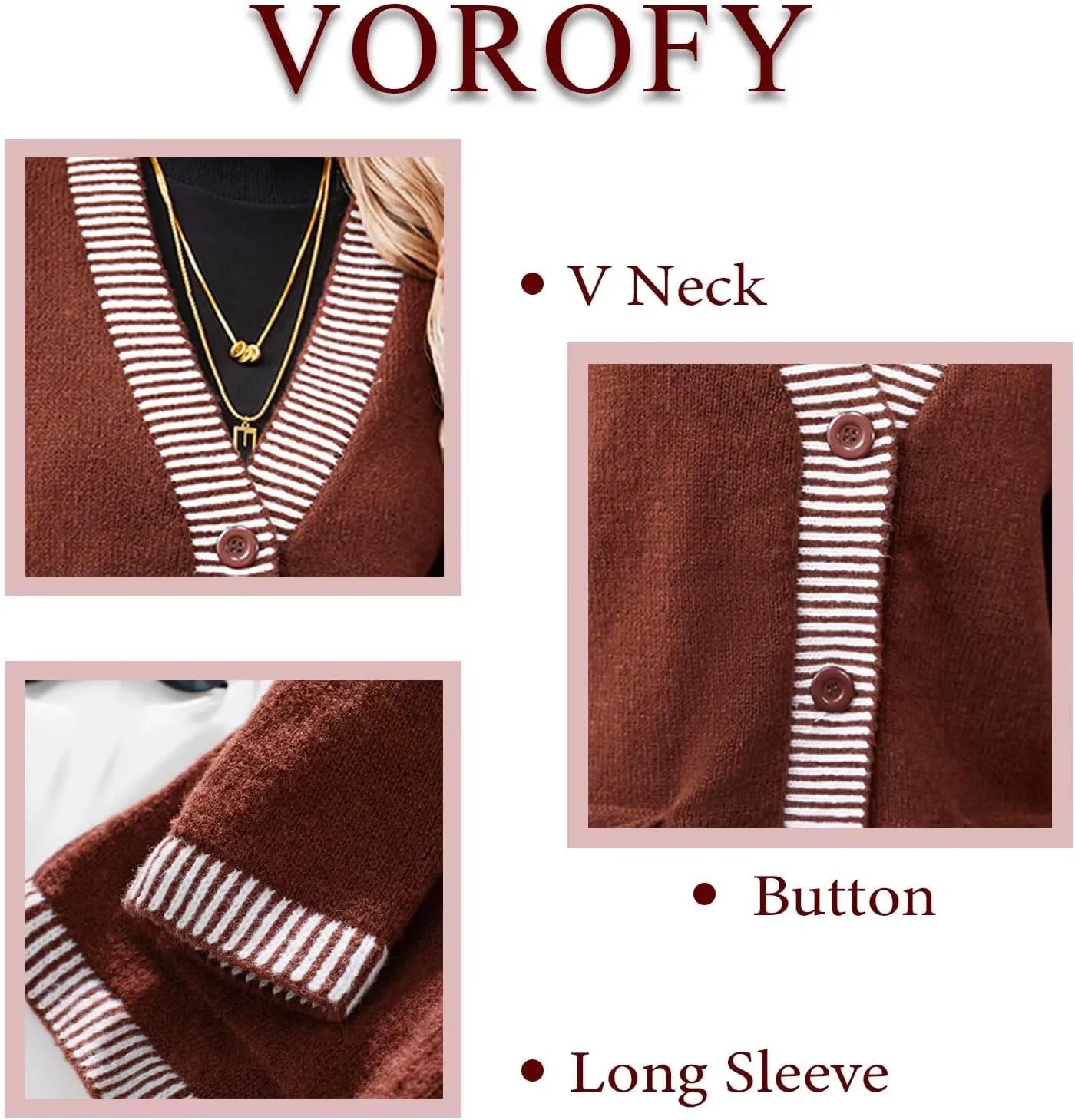 Women's Cardigan Knit Sweaters V Neck Button Long Sleeve Chunky Knit Top 2024 Fashion Coat with Pockets
