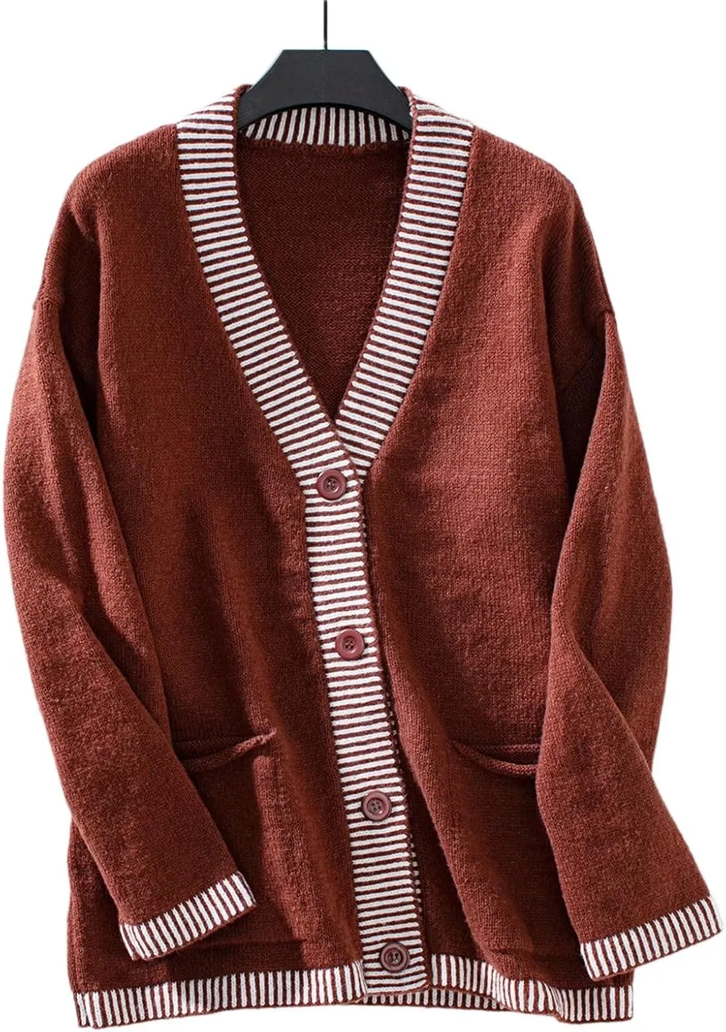 Women's Cardigan Knit Sweaters V Neck Button Long Sleeve Chunky Knit Top 2024 Fashion Coat with Pockets