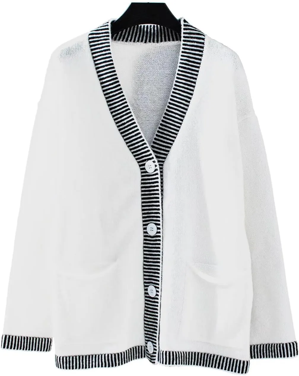 Women's Cardigan Knit Sweaters V Neck Button Long Sleeve Chunky Knit Top 2024 Fashion Coat with Pockets