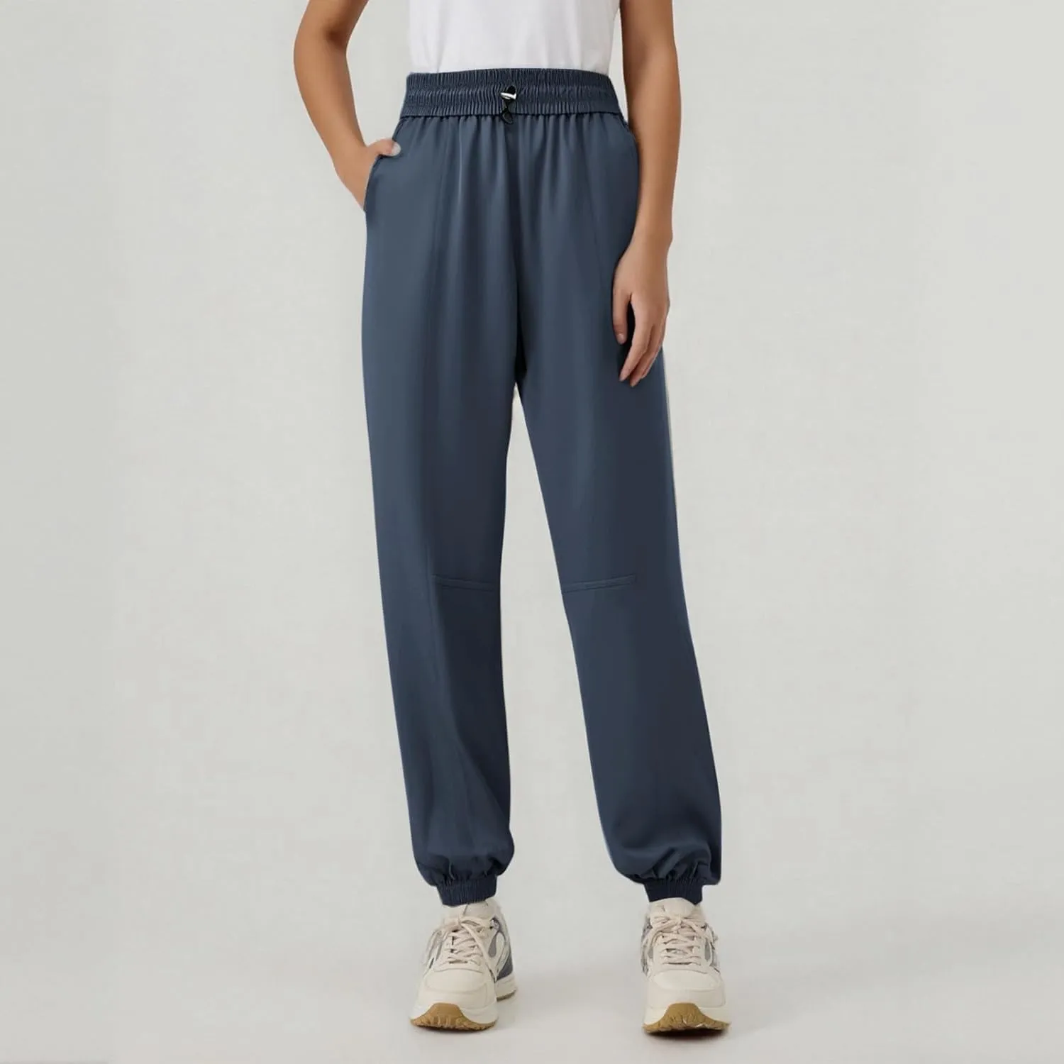 Women's Cargo Hiking Pants Quick Dry Elastic Waist Straight Leg Yoga Trousers Ice Silk Casual Pant for Travel Golf