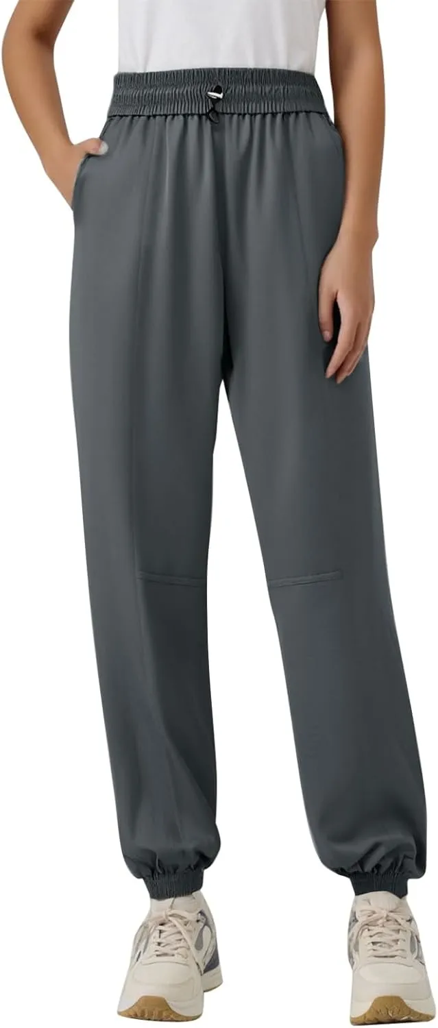 Women's Cargo Hiking Pants Quick Dry Elastic Waist Straight Leg Yoga Trousers Ice Silk Casual Pant for Travel Golf