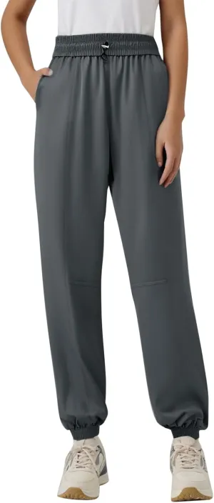 Women's Cargo Hiking Pants Quick Dry Elastic Waist Straight Leg Yoga Trousers Ice Silk Casual Pant for Travel Golf