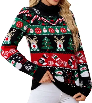 Womens Christmas Clothes Christmas Print Cardigan Sweater Knit Pullover Crewneck Hoodie Woman Tops Flowy Tops for