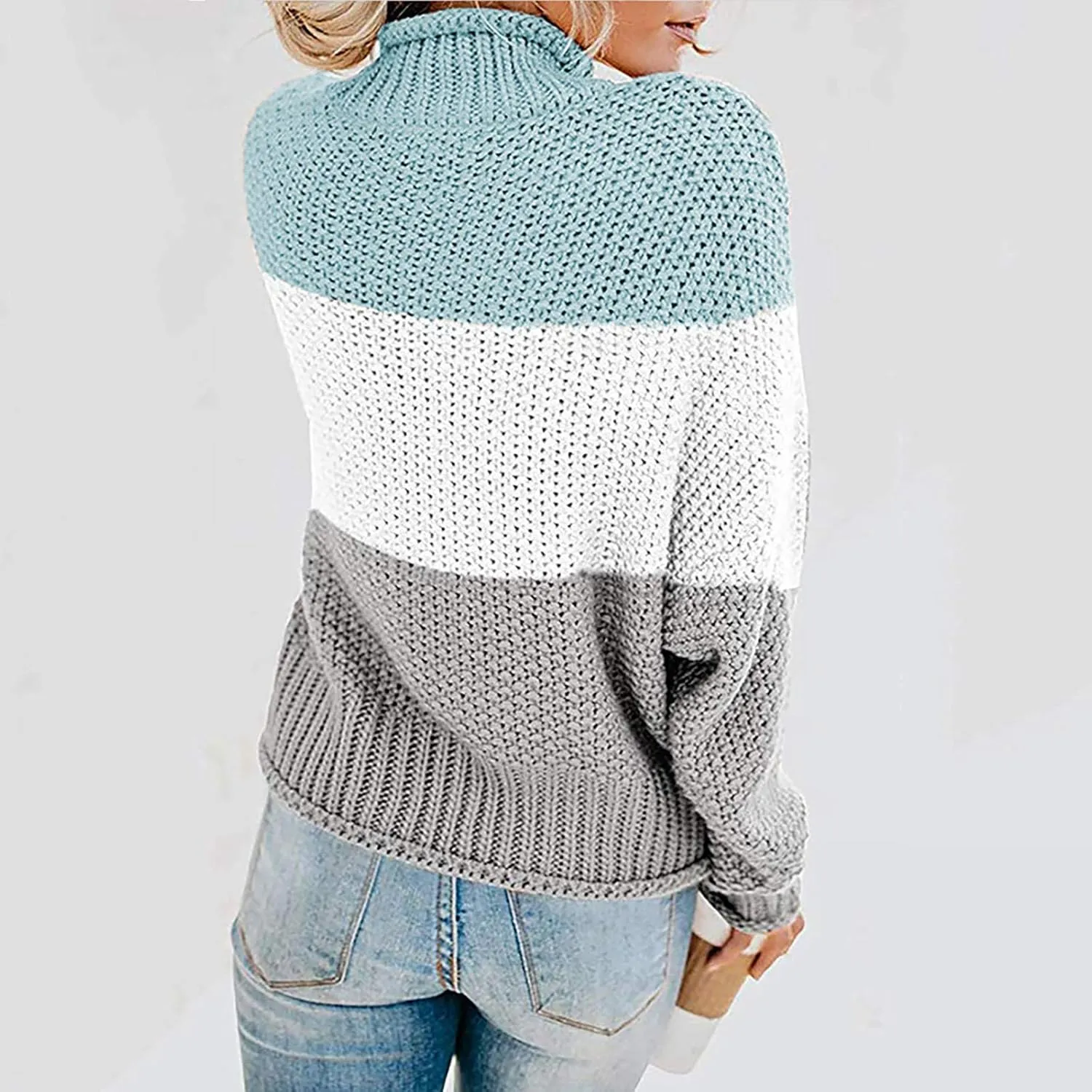 Women's Chunky Knitted Sweaters Batwing Sleeve Turtleneck Sweater 2023 Fall Casual Oversized Pullover Sweater Tops