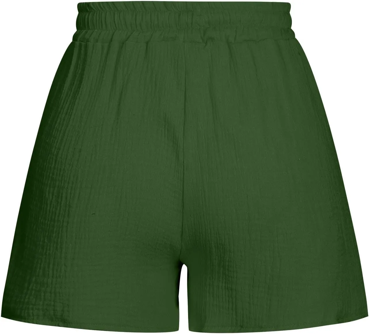 Women's Green Solid Cotton Linen Bermuda Shorts