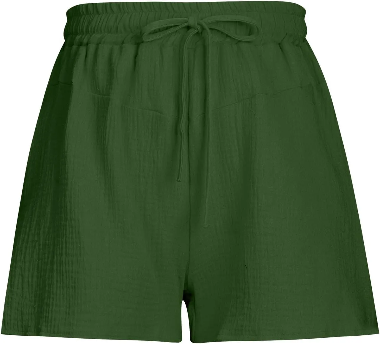 Women's Green Solid Cotton Linen Bermuda Shorts