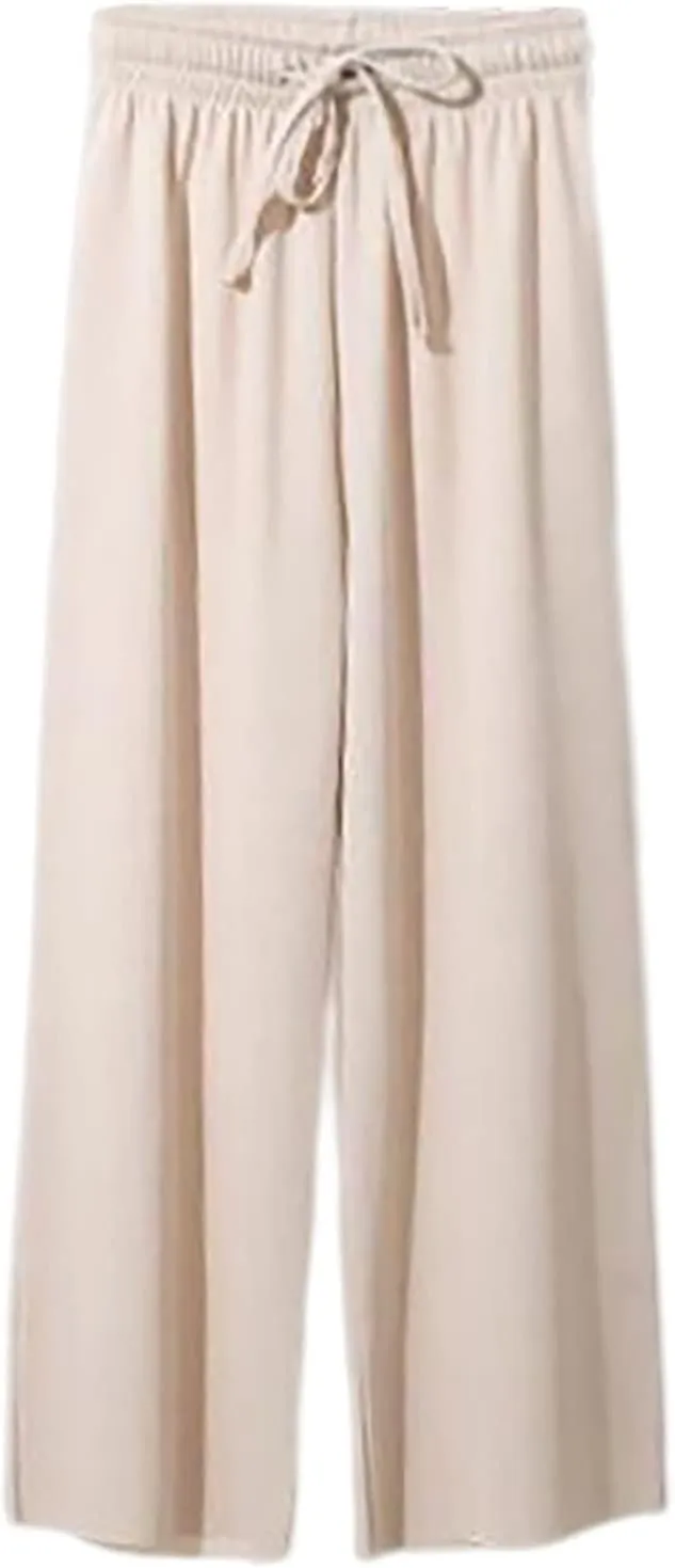 Women's Ice Silk Wide Leg Pants High Waist Drop and Slim Straight Leg Trousers Baggy Palazzo Pants Yoga Sweatpants