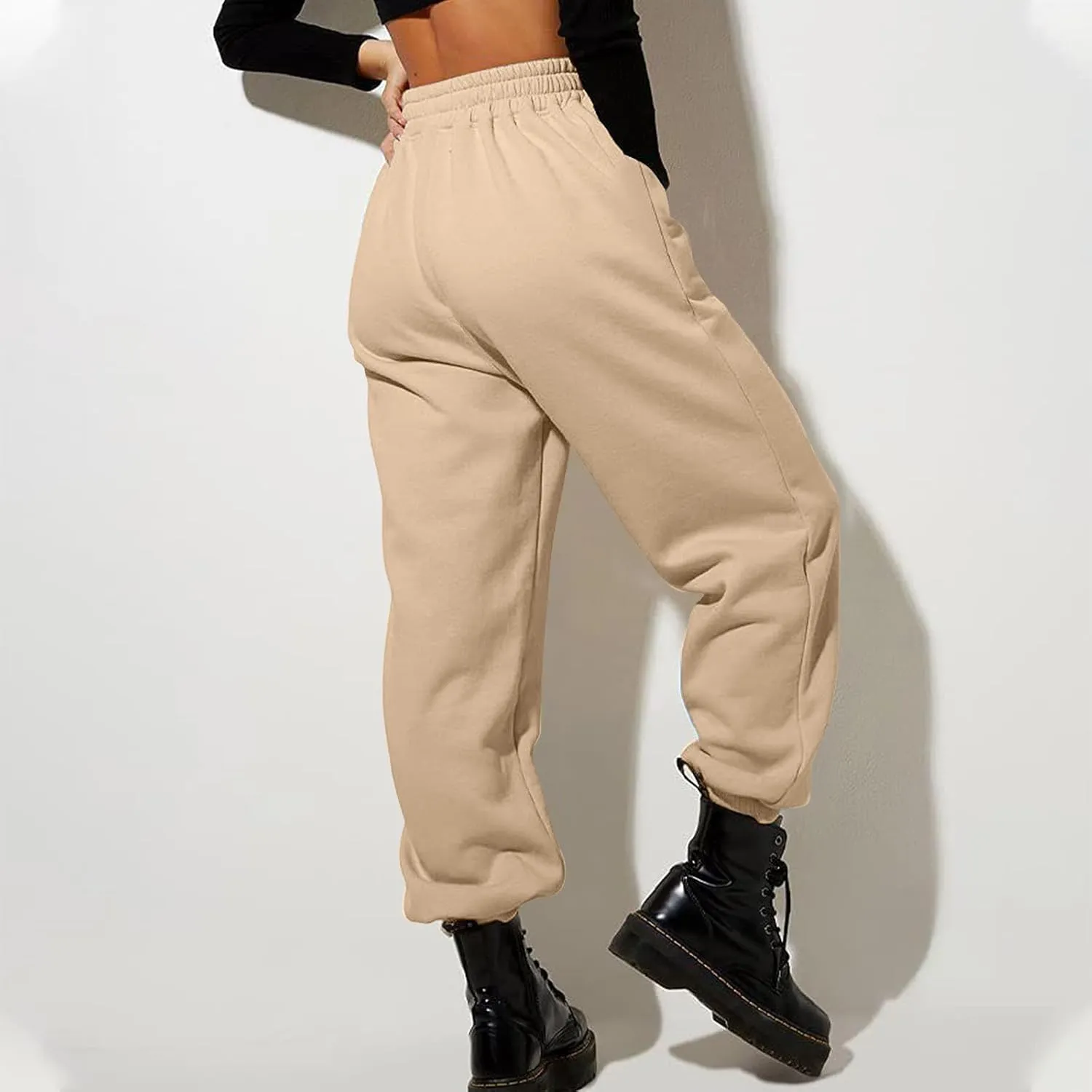 Women's Joggers Fleece Lined Sweatpants Warm Winter Pants High Waisted Casual Pants Comfy Lounge Pants with Pockets