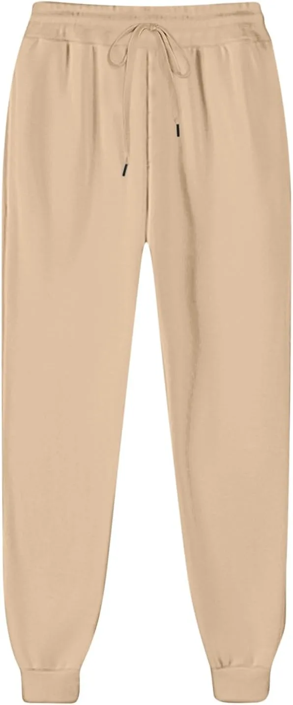 Women's Joggers Fleece Lined Sweatpants Warm Winter Pants High Waisted Casual Pants Comfy Lounge Pants with Pockets