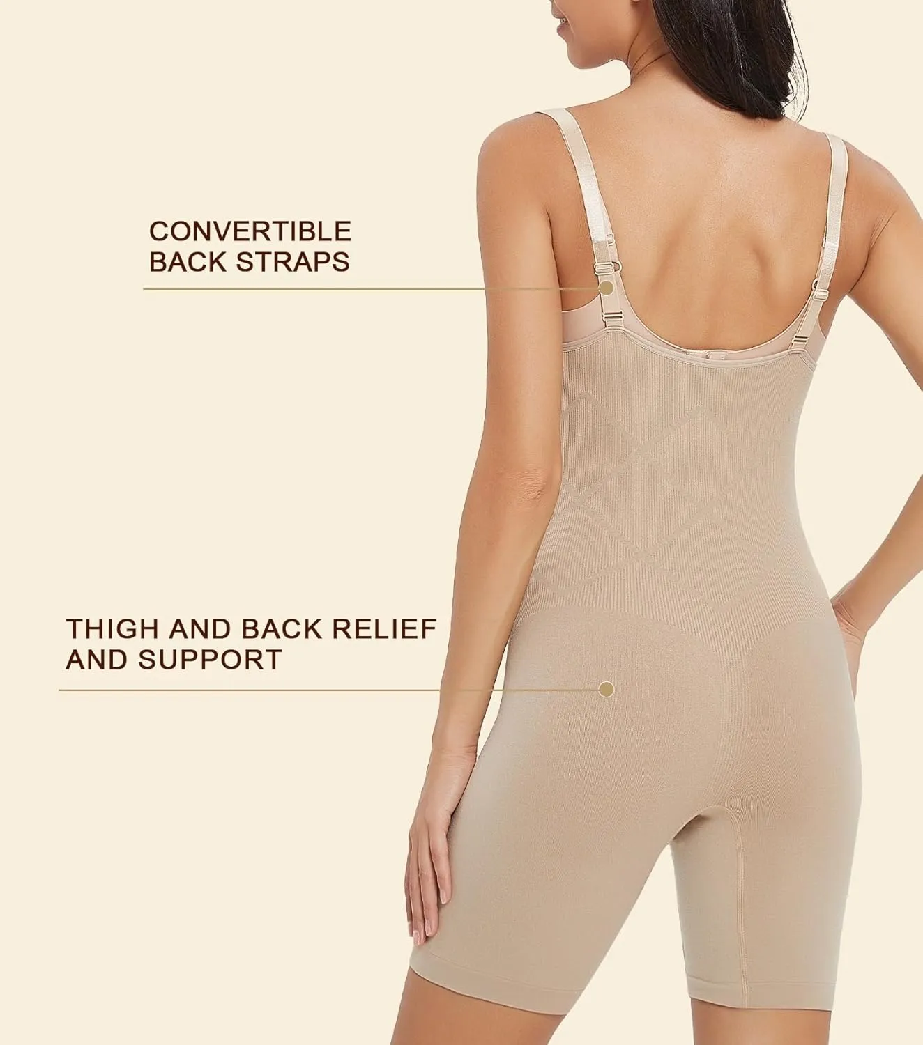 Women's Maternity Bodysuit Pregnancy Shapewear Shorts Bump Support Bustless Adjustable Straps Romper Jumpsuit