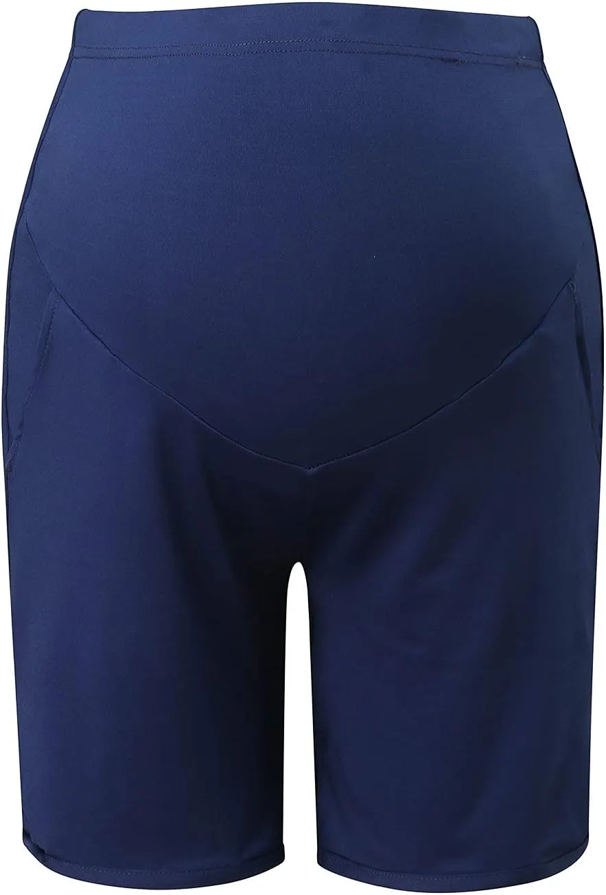 Women's Maternity Shorts Over Belly Pregnancy Lounge Workout Running Pajama Lightweight Sleep Shorts with Pockets