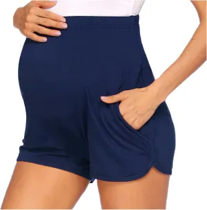 Women's Maternity Shorts Over Belly Pregnancy Lounge Workout Running Pajama Lightweight Sleep Shorts with Pockets