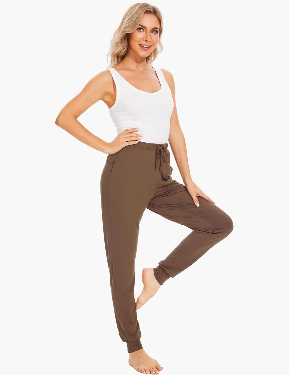 Women's Pajama Pants - Viscose Made from Bamboo, Joggers Pants with Pockets Comfy Lounge Sleep Pants Pj Bottoms