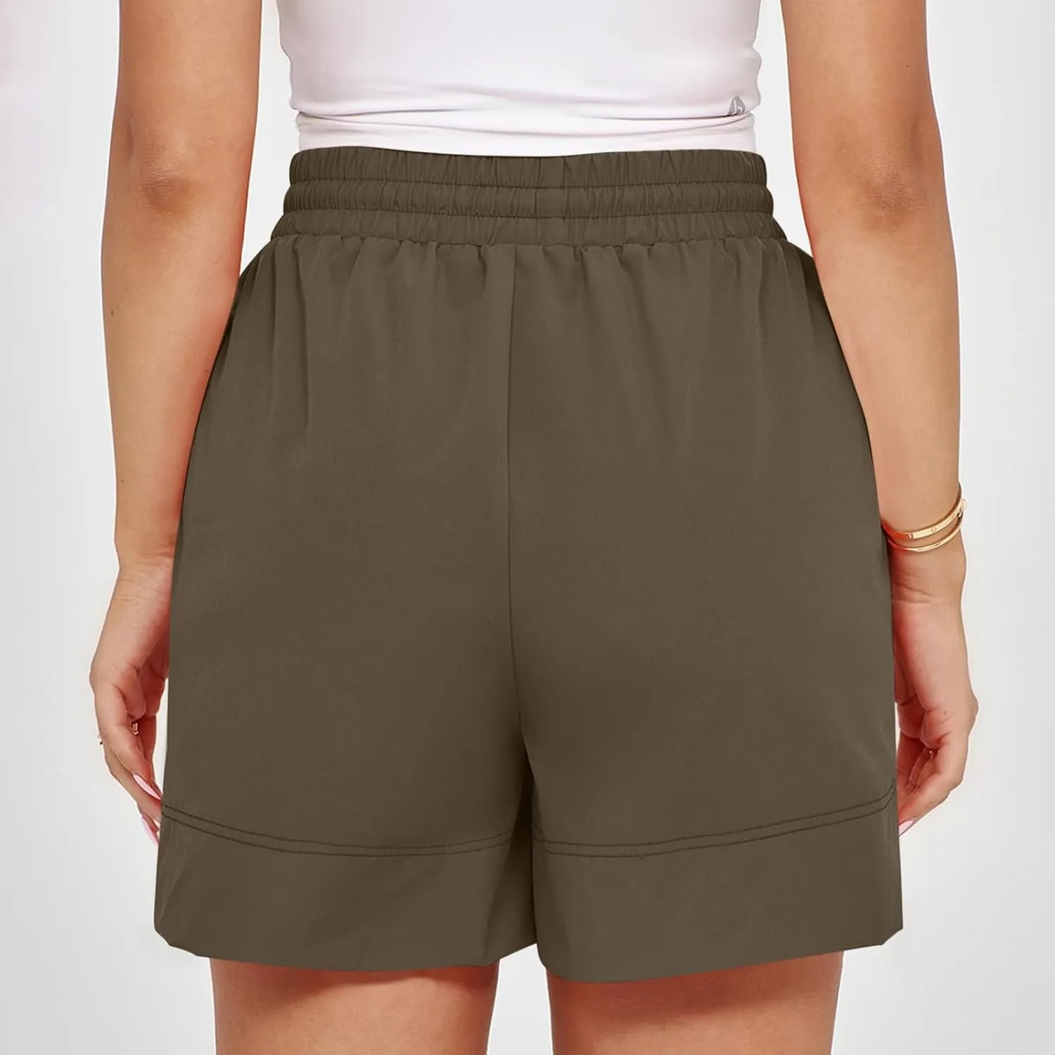 Womens Quick Dry Gym Shorts Summer Elastic Waist Workout Short Pants Loose Casual Side Slit Shorts with Zipper Pocket