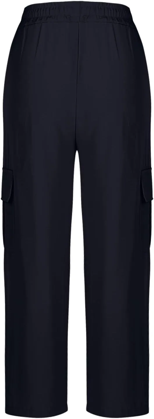 Women's Straight Wide Leg Pants Elastic High Waisted Quick Dry Trouser Ice Silk Casual Sweatpant Baggy Workout Jogger