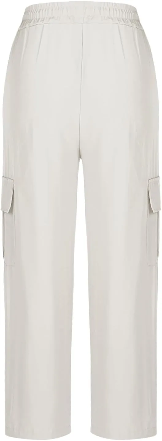 Women's Straight Wide Leg Pants Elastic High Waisted Quick Dry Trouser Ice Silk Casual Sweatpant Baggy Workout Jogger
