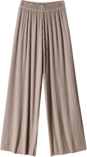 Womens Summer Ice Silk Pants Elastic High Waist Straight Wide Leg Palazzo Pants Casual Loose Pleated Mopping Trousers
