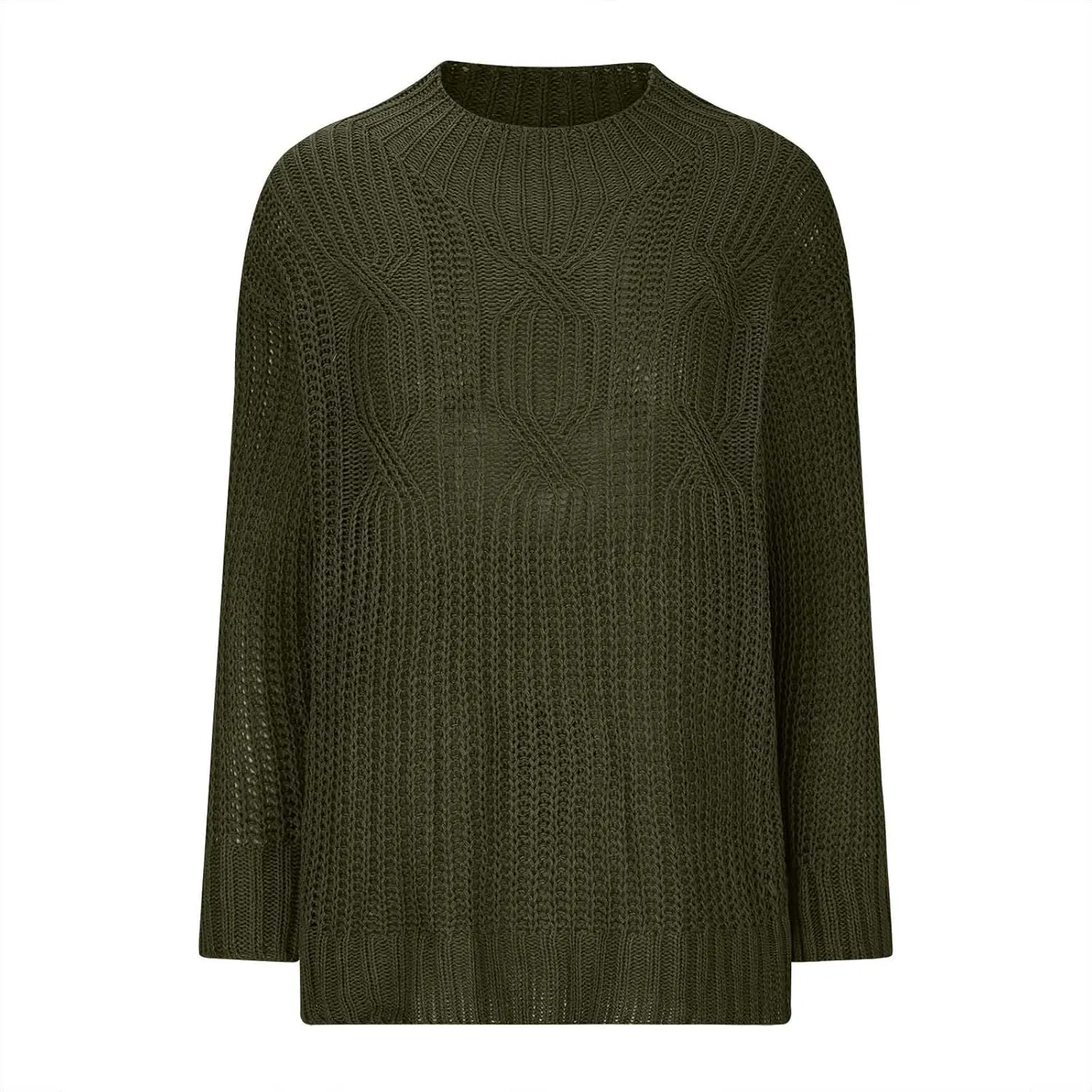Womens Sweaters Crewneck Long Sleeve Jumper Tops Cozy Chunky Cable Knit Sweaters Slouchy Oversized Pullover Sweaters