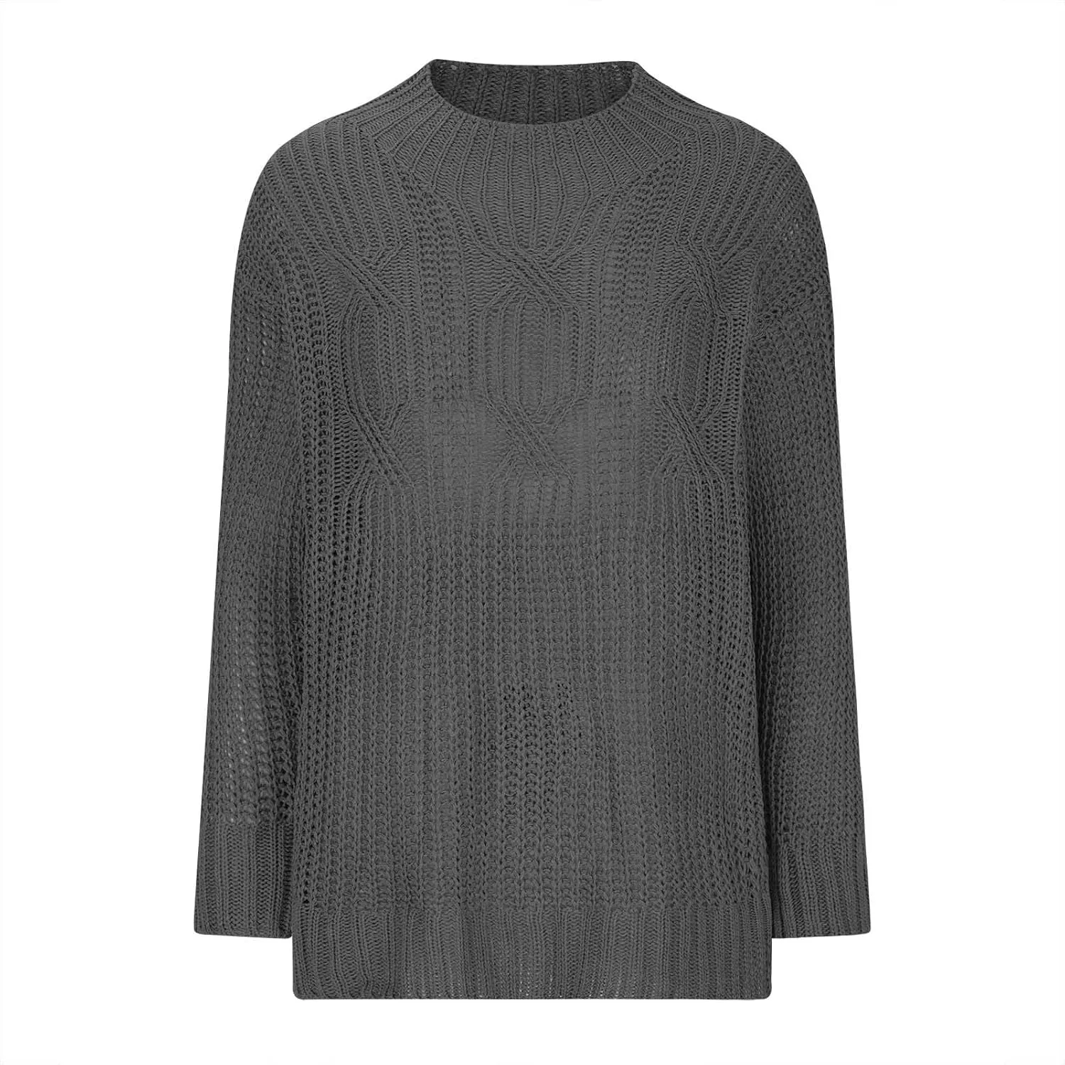 Womens Sweaters Crewneck Long Sleeve Jumper Tops Cozy Chunky Cable Knit Sweaters Slouchy Oversized Pullover Sweaters
