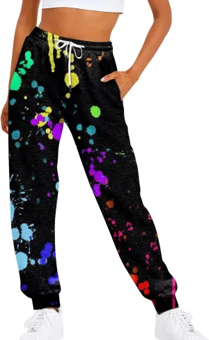 Womens Sweatpants with Pockets Elastic Waist Soft Leggings Tie-dye Fall Womens Sweatpants Workout High Waisted Pants