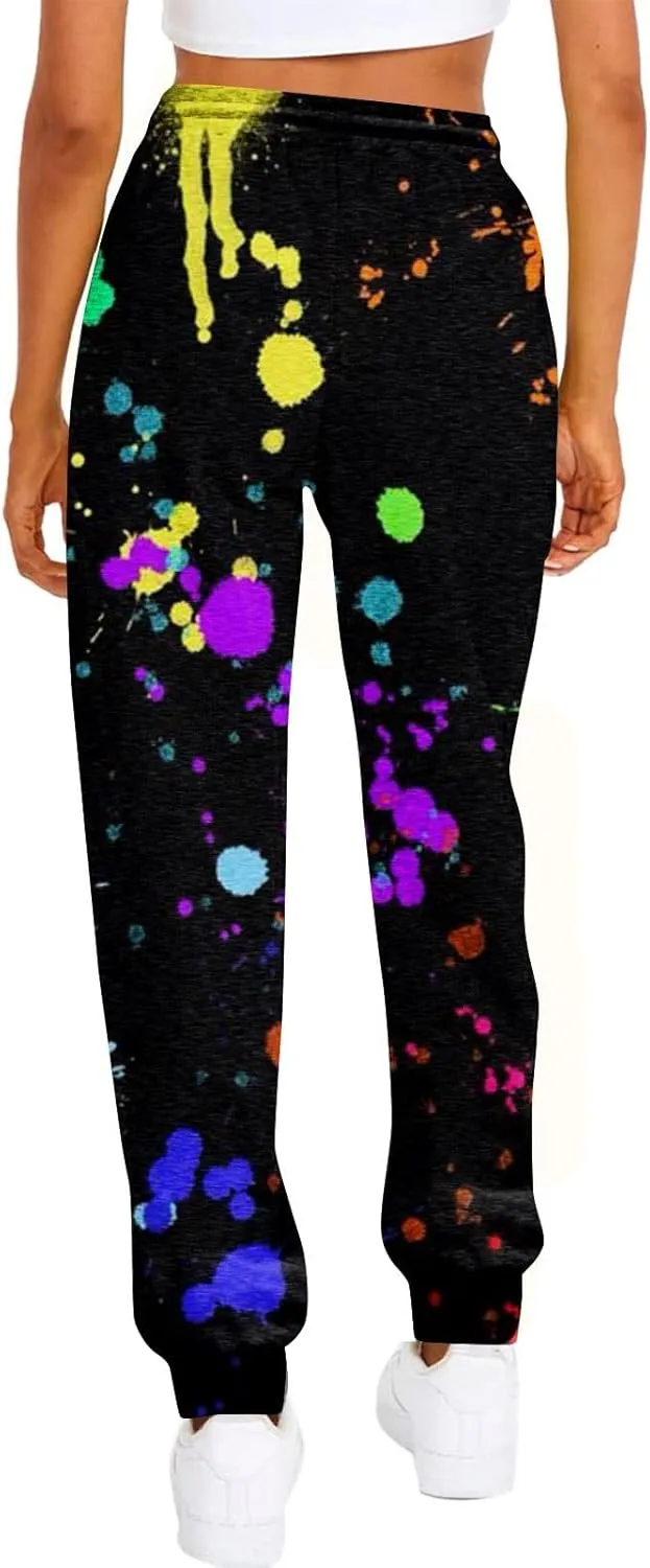 Womens Sweatpants with Pockets Elastic Waist Soft Leggings Tie-dye Fall Womens Sweatpants Workout High Waisted Pants