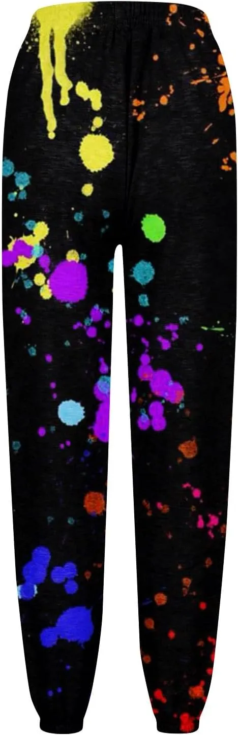 Womens Sweatpants with Pockets Elastic Waist Soft Leggings Tie-dye Fall Womens Sweatpants Workout High Waisted Pants