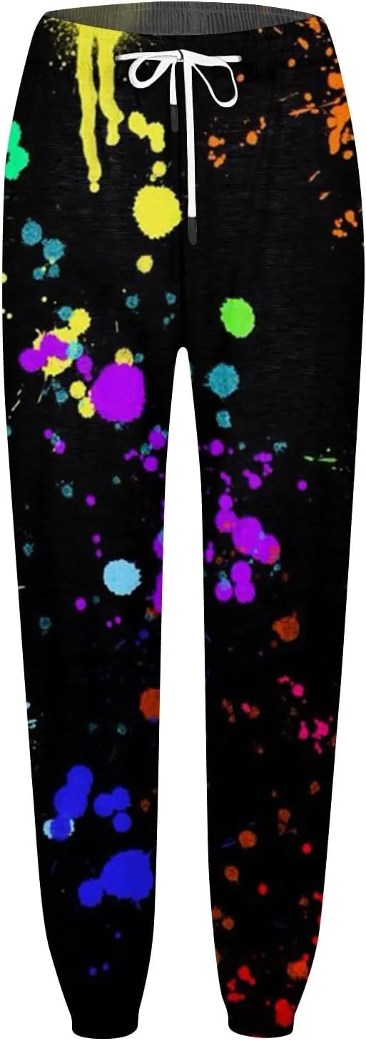 Womens Sweatpants with Pockets Elastic Waist Soft Leggings Tie-dye Fall Womens Sweatpants Workout High Waisted Pants