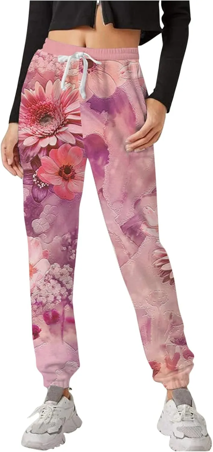 Womens Sweatpants with Pockets Elastic Waist Soft Leggings Tie-dye Fall Womens Sweatpants Workout High Waisted Pants