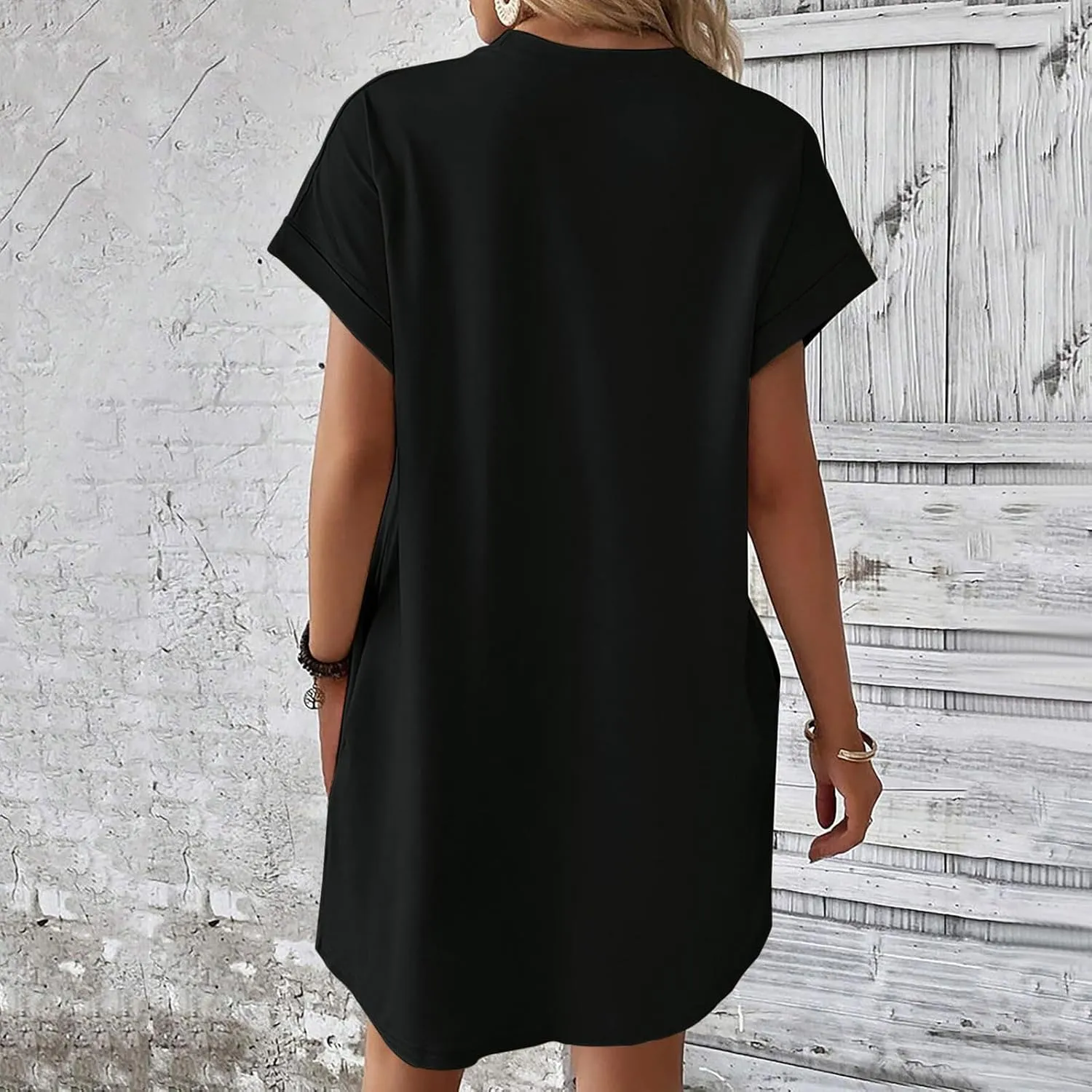 Womens T Shirt Dress Casual Cotton Short Sleeve Crewneck Tunic Midi Dress with Pockets Summer Holiday Sundresses for Women