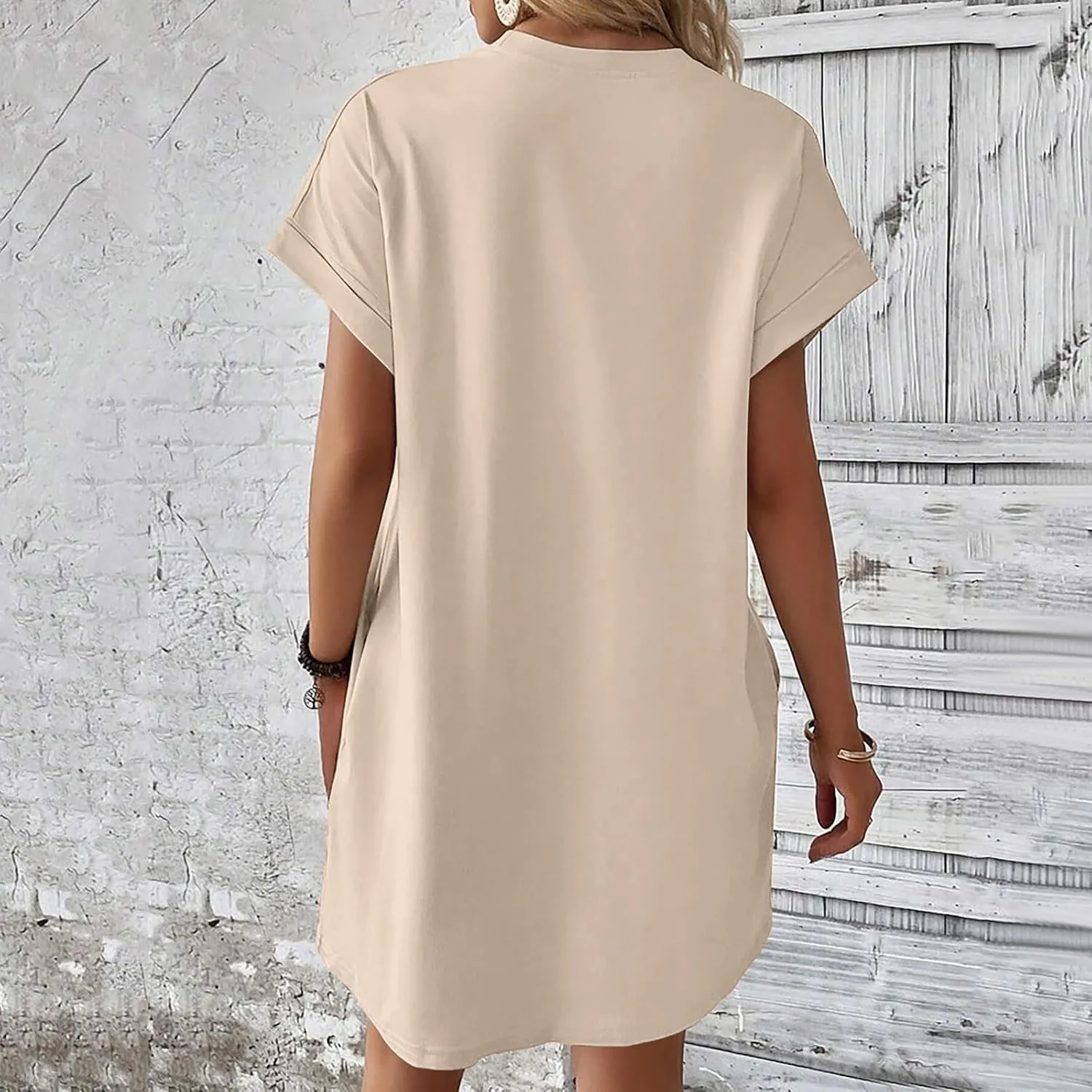 Womens T Shirt Dress Casual Cotton Short Sleeve Crewneck Tunic Midi Dress with Pockets Summer Holiday Sundresses for Women