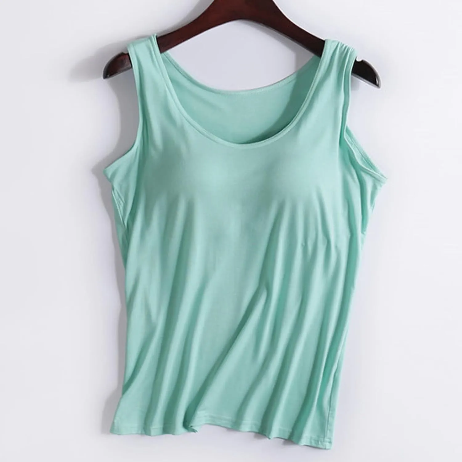 Womens Tank Tops with Built in Bra Summer Basic Padded Yoga Shirt Shelf Bras Workout Camisole Casual Modal Undershirt