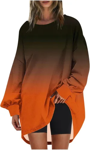 Womens Tie Dye Sweatshirt Oversized Casual Long Sleeve Crewneck Pullover Shirts 2024 Fashion off The Shoulder Sweater