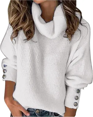 Womens Turtleneck Chunky Pullover Oversized Sweaters Cowl Neck Long Sleeve Winter Slouchy Loose Knit Sweaters Trendy