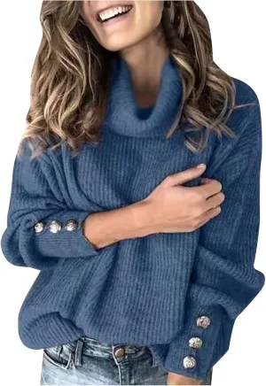 Womens Turtleneck Chunky Pullover Oversized Sweaters Cowl Neck Long Sleeve Winter Slouchy Loose Knit Sweaters Trendy