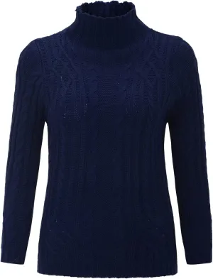 Womens Turtleneck Long Sleeve Sweaters 2024 Trendy Casual Pullover Tops Cable Ribbed Knit Sweater Fall Outfits