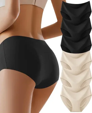 Womens Underwear Full Coverage No Show High Waisted Seamless Ladies Panties 6 Pack