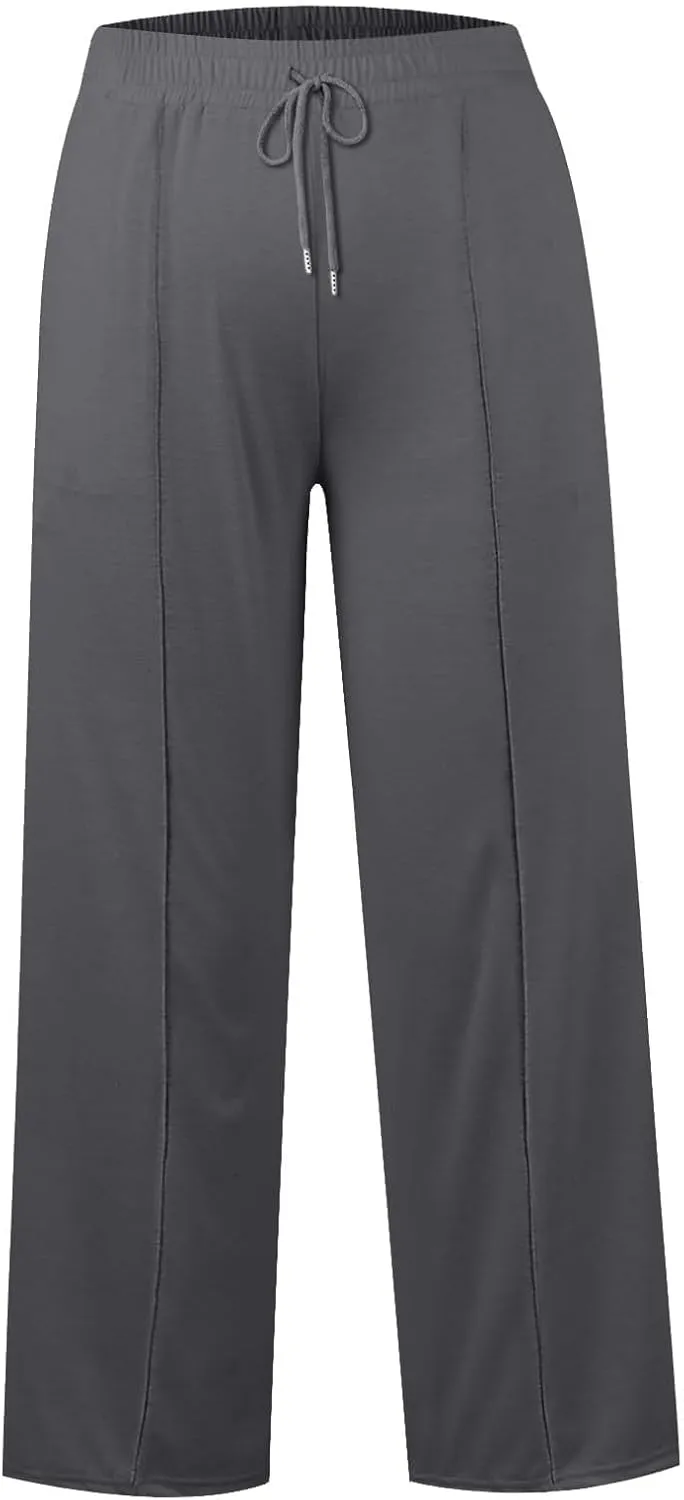 Womens Wide Leg Sweatpants Casual Elastic High Waisted Pants Baggy Lounge Pant Loose Fit Yoga Pants with Pockets